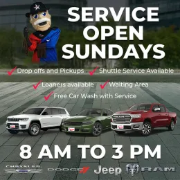 Payne Edinburg Chrysler Dodge Jeep RAM Service is open on Sundays from 8 AM to 3 PM!